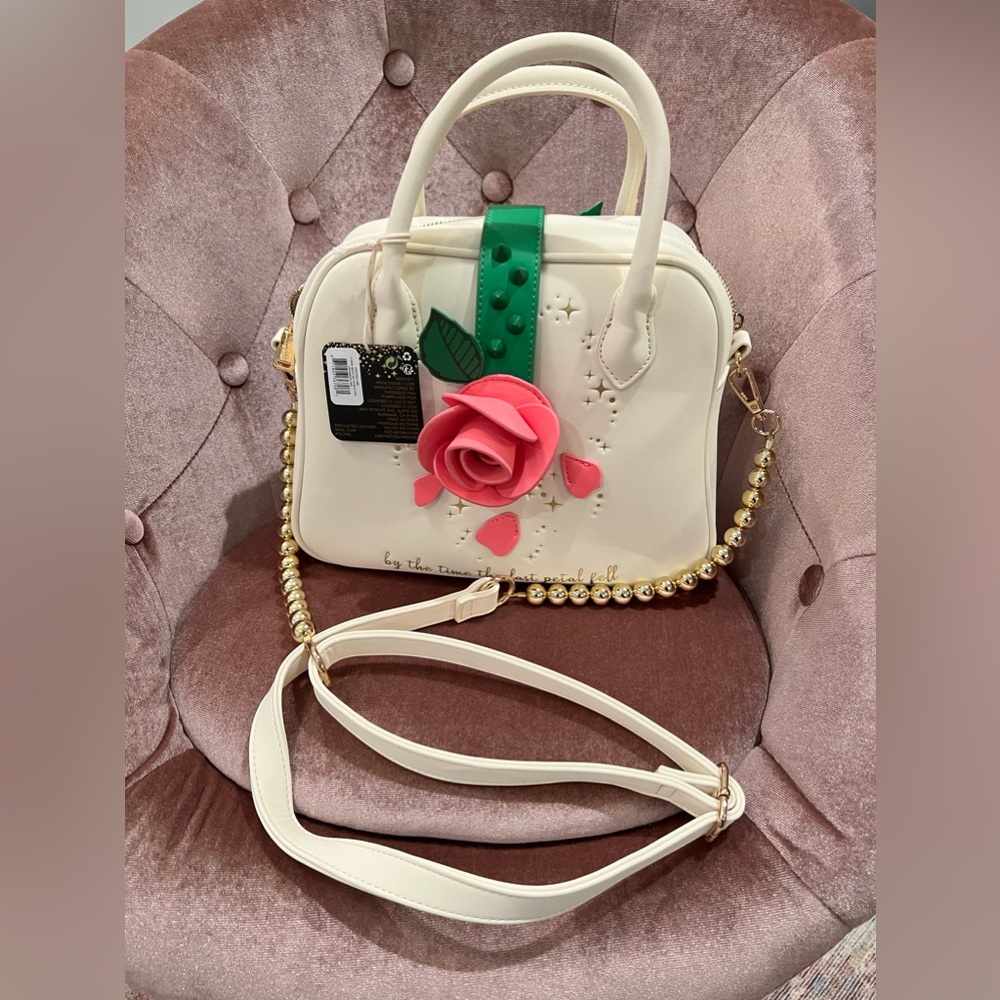 Loungefly Beauty and the Beast rose crossbody purse